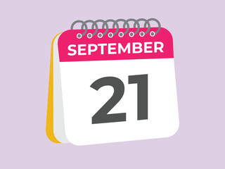 September  21 calendar reminder. 21 September  daily calendar icon template. Calendar 21 September  icon Design template. Vector illustration
