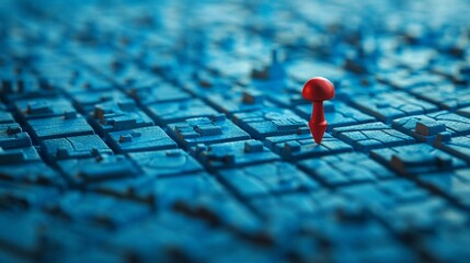 A journey begins at a map's red pin, amidst the blue city grid, direction in a world of choices