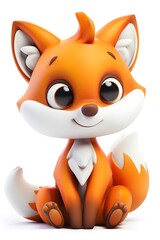3D Cute Fox Mascot Character
