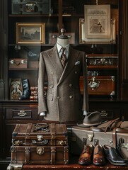 A sartorial realm, where bespoke suits and leather shoes whisper of bygone luxury