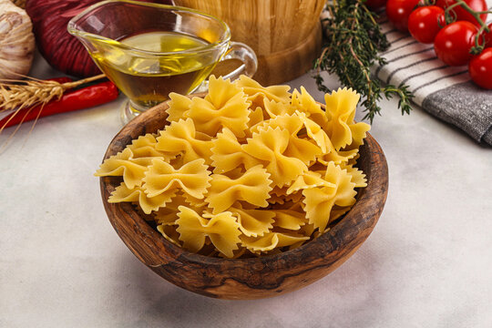 Raw dry Italian pasta - farfalle