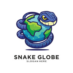 snake with globe logo design vector illustration