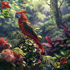 3d rendered photos of a harmonious color palette inspired by the nature accompanied by complementary colors made with generative AI