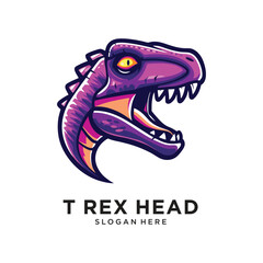 t rex head logo design vector illustration