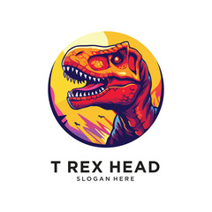Obraz premium t rex head logo design vector illustration