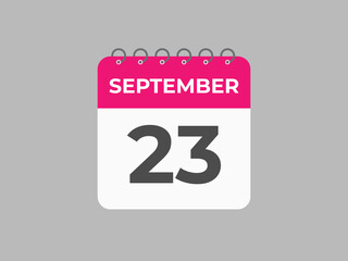 September  23 calendar reminder. 23 September  daily calendar icon template. Calendar 23 September  icon Design template. Vector illustration
