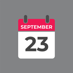 September  23 calendar reminder. 23 September  daily calendar icon template. Calendar 23 September  icon Design template. Vector illustration
