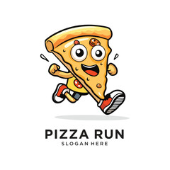 pizza run with smile logo design vector illustration