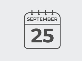 September  25 calendar reminder. 25 September  daily calendar icon template. Calendar 25 September  icon Design template. Vector illustration
