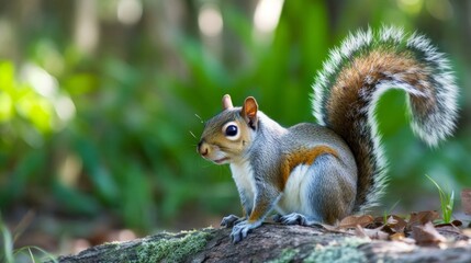 Obraz premium Red squirrel close up on tree