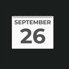 September  26 calendar reminder. 26 September  daily calendar icon template. Calendar 26 September  icon Design template. Vector illustration
