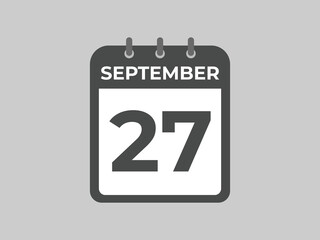 September  27 calendar reminder. 27 September  daily calendar icon template. Calendar 27 September  icon Design template. Vector illustration
