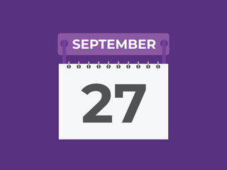 September  27 calendar reminder. 27 September  daily calendar icon template. Calendar 27 September  icon Design template. Vector illustration
