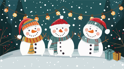 Merry christmas snowman design winter season and deco