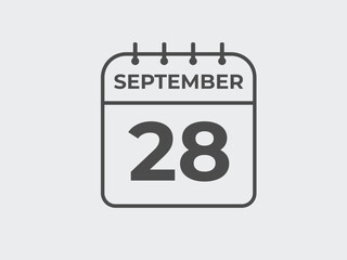 September  28 calendar reminder. 28 September  daily calendar icon template. Calendar 28 September  icon Design template. Vector illustration
