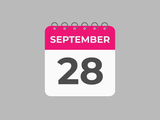 September  28 calendar reminder. 28 September  daily calendar icon template. Calendar 28 September  icon Design template. Vector illustration
