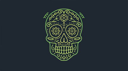 Mexican skull line style icon design Mexico culture table