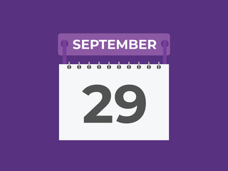 September  29 calendar reminder. 29 September  daily calendar icon template. Calendar 29 September  icon Design template. Vector illustration
