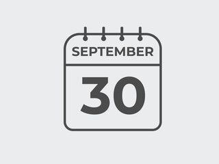 September  30 calendar reminder. 30 September  daily calendar icon template. Calendar 30 September  icon Design template. Vector illustration
