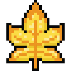 Fototapeta premium Pixel art cartoon yellow meple leaf icon