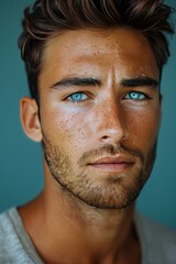 Fototapeta premium Young man with acne on his face