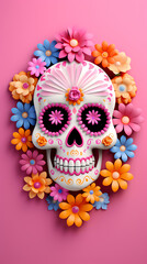 3D rendering of skull, Day of the Dead