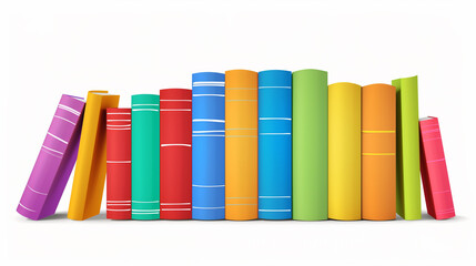 Naklejka premium copy space, vector illustration, colored books isolated on white background. Group of books in different colors, back to school theme. Education theme.