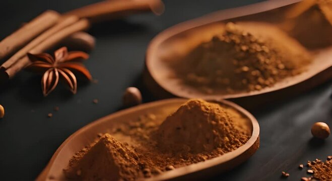 A rustic display of cooking spices
