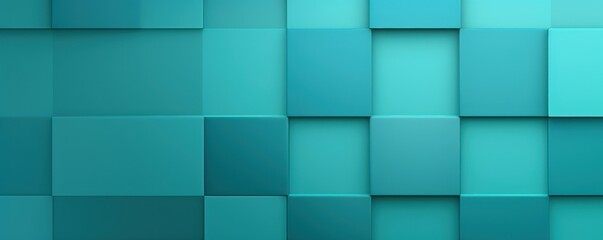 Cyan color square pattern on banner with shadow abstract cyan geometric background with copy space modern minimal concept empty blank 