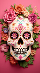 Naklejka premium 3D rendering of skull, Day of the Dead