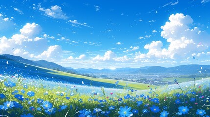 ネモフィラの花の風景6