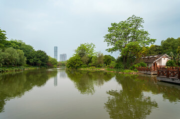 Fototapeta premium View of the park's lake