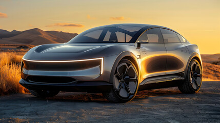 Trendsetting Electric Coupe in Studio Photography for Sustainable Transportation Generative ai