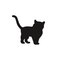 Silhouette of a kitten in vector, flat style.