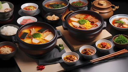 Doenjang-jjigae, 8K, luxurious, ingredients of food