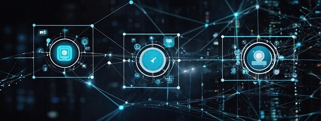 Communication technology , smart connection IOT and people network technology concept