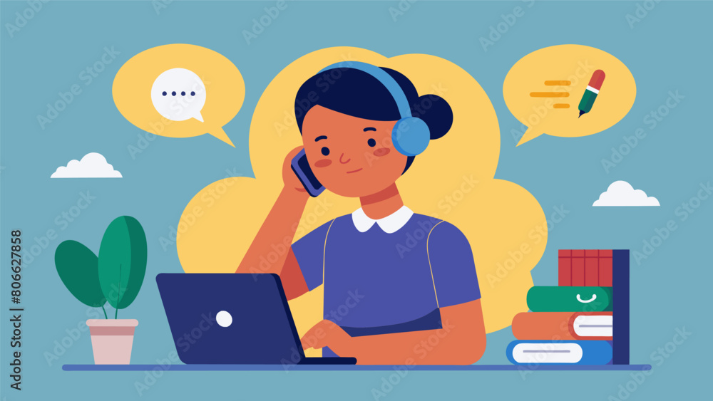 Poster a student making phone calls to gather information and support for their appeal.. vector illustratio