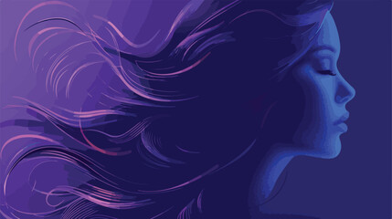 People graphic face of woman with long wavy hair 