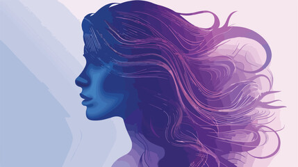 People graphic face of woman with long wavy hair 