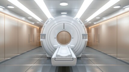 Advanced mri and ct scan machines working together in a futuristic hospital environment