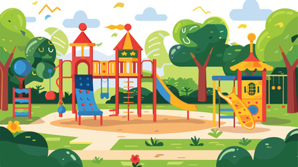 Playground concept and park games icons design vector
