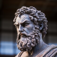 Obraz premium Detailed sculpture of a bearded man with curly hair