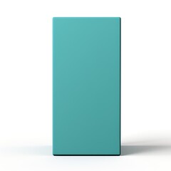 Cyan tall product box copy space is isolated against a white background for ad advertising sale alert or news blank copyspace for design text photo website 