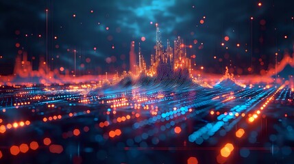 Obraz premium Abstract Data Analysis: High-Tech Visualization of Global Market Trends