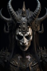 dark demonic fantasy creature with horns and armor