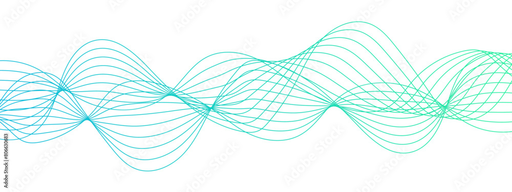 Poster abstract colorful glowing frequency sound wave technology curve lines background. geometric technolo