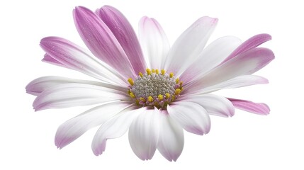 Beautiful white Daisy (Marguerite) with a little pink, isolated on white background, including clipping path,beautiful bellis perennis flower isolated on white background,Macro shot of white daisy 
