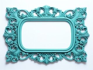 Cyan traditional rectangular frame on white background design for headline logo or sale banner blank copyspace for design text photo website web 