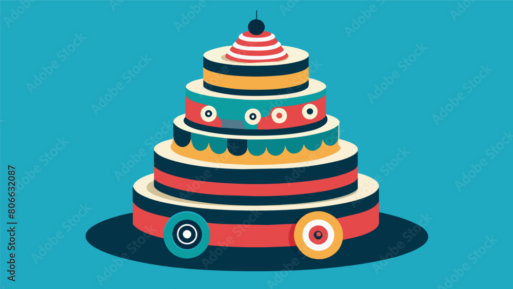 Poster a whimsical twist on the classic wedding cake with each layer designed as a different record from th