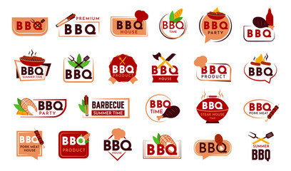 The set of bbq logo in a vector Illustration for summer time, picnic